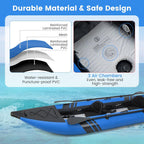 Inflatable Kayak, 12.5Ft 507Lbs Tandem Kayak with 2 Aluminum Paddles, 2 Padded Seats, Footrests, 2 Fins, Hand Pump, Carry Bag & Repair Kit, 2 Person Fishing Touring Kayak for Adults