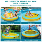 8 Ft. round Inflatable Floating Dock Platform Water Hammock Pool Float with Ladder and Carrying Bag