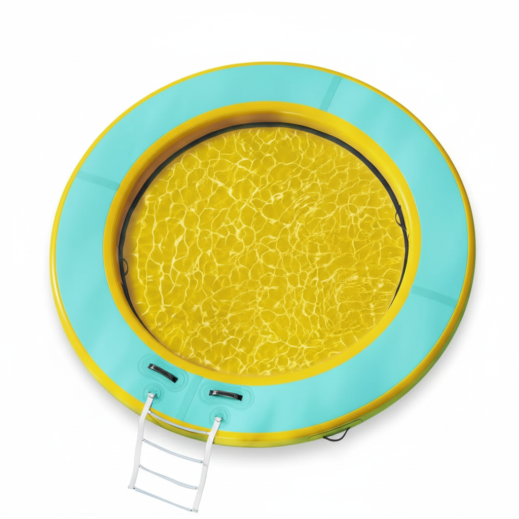 8 Ft. round Inflatable Floating Dock Platform Water Hammock Pool Float with Ladder and Carrying Bag